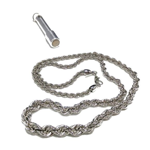 Vintage Monet Rope Chain Necklace – Silver Tone, Rhodium Plated, 27" - Picture 7 of 10